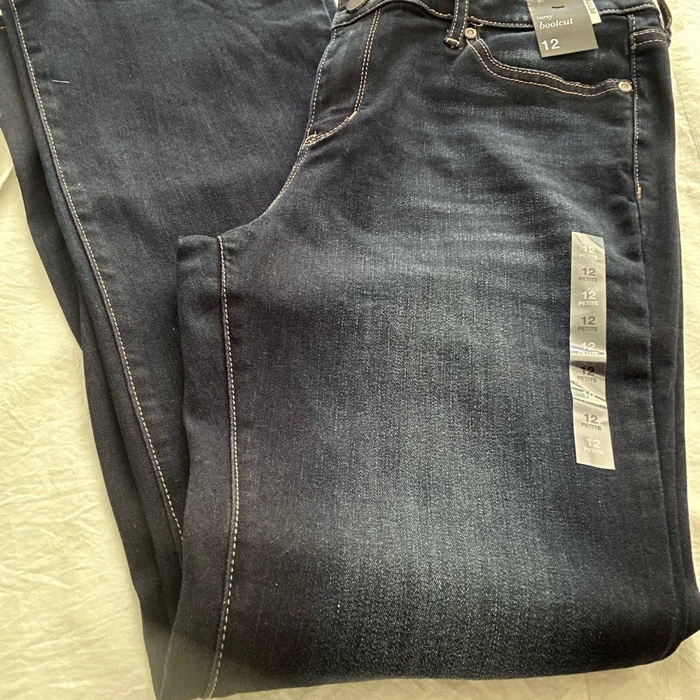 New York & Company Blue Boot Cut Jeans with Vintage Wash